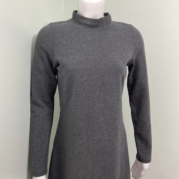 Everlane Gray Cotton Mock Neck Dress Size Small Shirt Dress Casual - Picture 4 of 10
